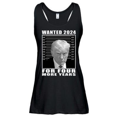 Mug Shot Trump Wanted 2024 For Four More Years Ladies Essential Flowy Tank