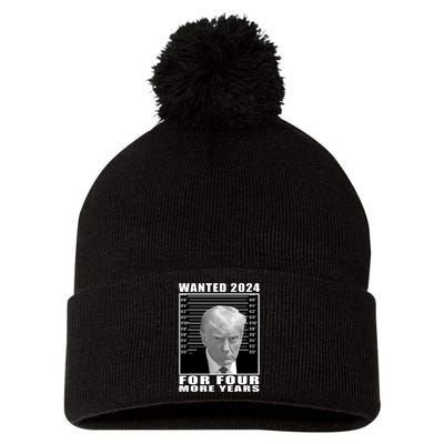 Mug Shot Trump Wanted 2024 For Four More Years Pom Pom 12in Knit Beanie