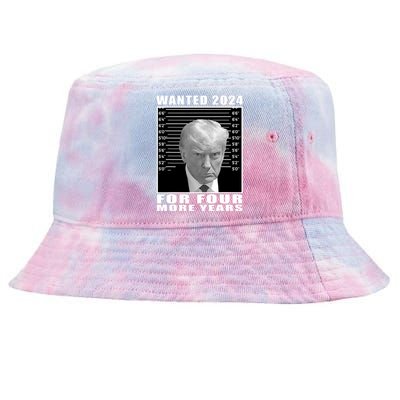 Mug Shot Trump Wanted 2024 For Four More Years Tie-Dyed Bucket Hat