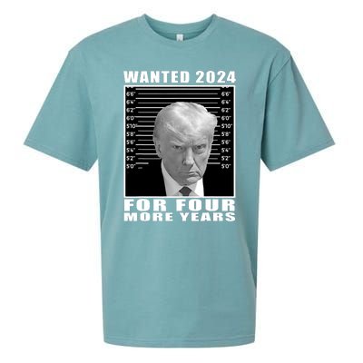 Mug Shot Trump Wanted 2024 For Four More Years Sueded Cloud Jersey T-Shirt