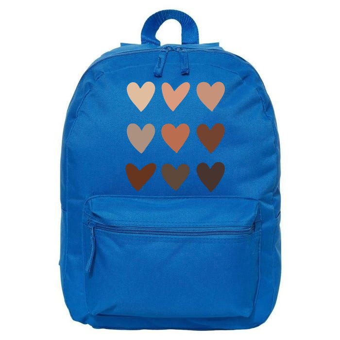 Melanin Skin Tone Hearts Be Kind Black History Month Cute Gift 16 in Basic Backpack