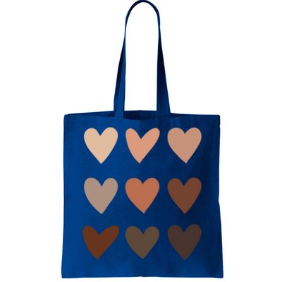 Melanin Skin Tone Hearts Be Kind Black History Month Cute Gift Tote Bag