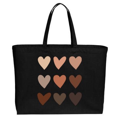 Melanin Skin Tone Hearts Be Kind Black History Month Cute Gift Cotton Canvas Jumbo Tote