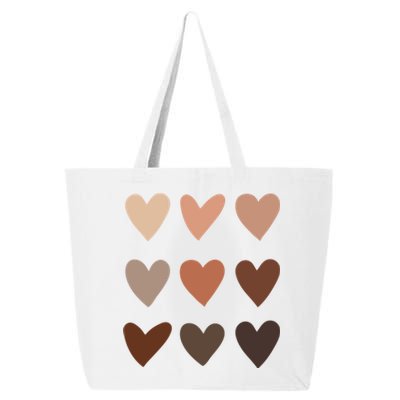 Melanin Skin Tone Hearts Be Kind Black History Month Cute Gift 25L Jumbo Tote