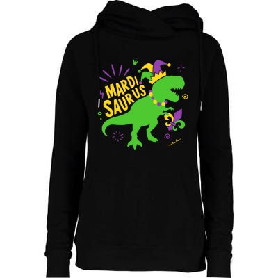 Mardi Saurus T Rex Dinosaur Dino Mardi Gras Womens Funnel Neck Pullover Hood