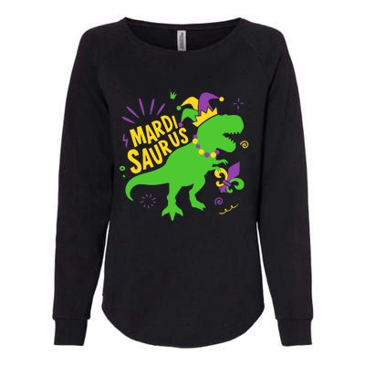 Mardi Saurus T Rex Dinosaur Dino Mardi Gras Womens California Wash Sweatshirt