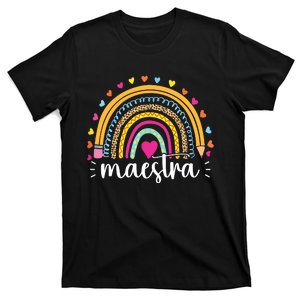 Maestra Spanish Teacher Rainbow Leopard T-Shirt