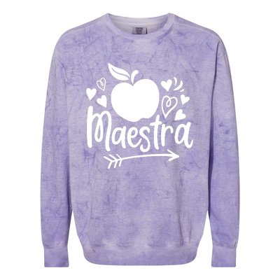 Maestra Spanish Teacher Colorblast Crewneck Sweatshirt