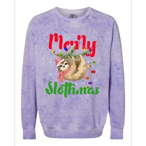 Merry Slothmas Ugly Christmas Pajama For Sloth Lovers Meaningful Gift Colorblast Crewneck Sweatshirt