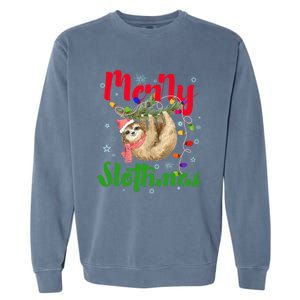 Merry Slothmas Ugly Christmas Pajama For Sloth Lovers Meaningful Gift Garment-Dyed Sweatshirt