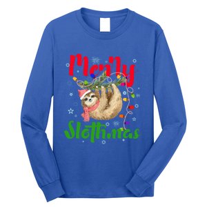 Merry Slothmas Ugly Christmas Pajama For Sloth Lovers Meaningful Gift Long Sleeve Shirt