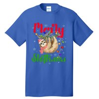 Merry Slothmas Ugly Christmas Pajama For Sloth Lovers Meaningful Gift Tall T-Shirt