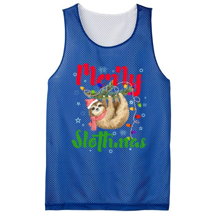 Merry Slothmas Ugly Christmas Pajama For Sloth Lovers Meaningful Gift Mesh Reversible Basketball Jersey Tank