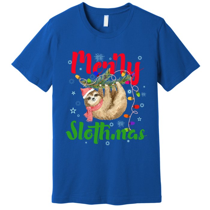 Merry Slothmas Ugly Christmas Pajama For Sloth Lovers Meaningful Gift Premium T-Shirt