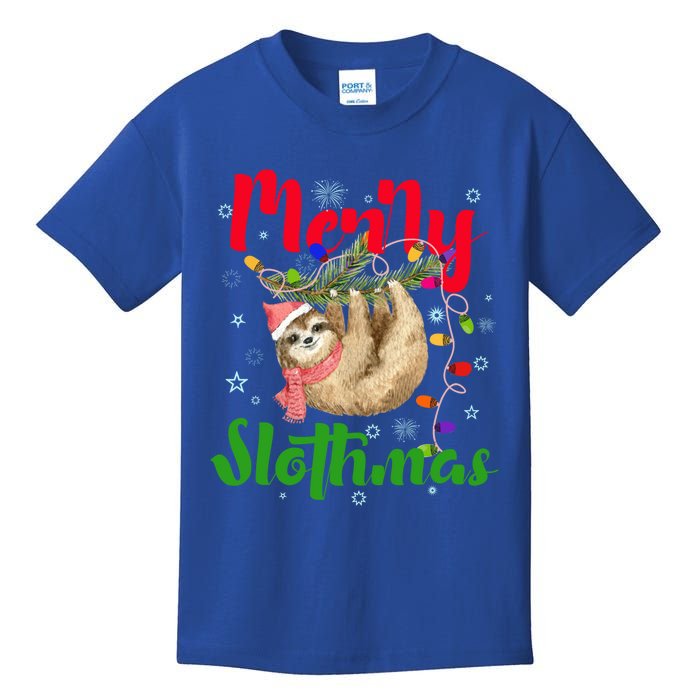 Merry Slothmas Ugly Christmas Pajama For Sloth Lovers Meaningful Gift Kids T-Shirt