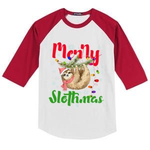 Merry Slothmas Ugly Christmas Pajama For Sloth Lovers Meaningful Gift Kids Colorblock Raglan Jersey