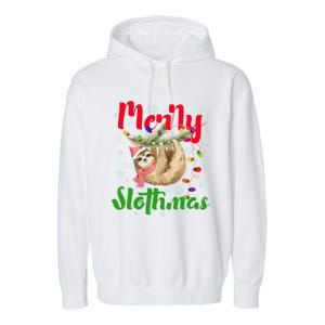 Merry Slothmas Ugly Christmas Pajama For Sloth Lovers Meaningful Gift Garment-Dyed Fleece Hoodie