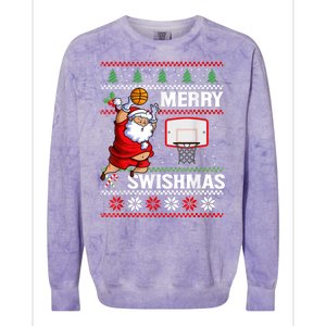 Merry Swishmas Ugly Christmas Basketball Christmas Colorblast Crewneck Sweatshirt