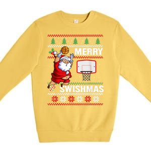 Merry Swishmas Ugly Christmas Basketball Christmas Premium Crewneck Sweatshirt