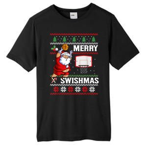 Merry Swishmas Ugly Christmas Basketball Christmas Tall Fusion ChromaSoft Performance T-Shirt