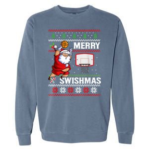 Merry Swishmas Ugly Christmas Basketball Christmas Garment-Dyed Sweatshirt