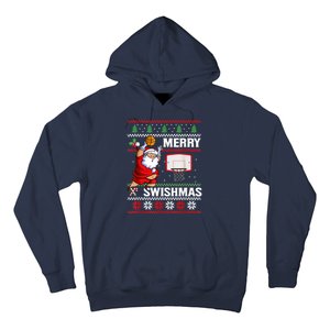 Merry Swishmas Ugly Christmas Basketball Christmas Hoodie