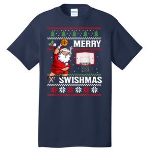 Merry Swishmas Ugly Christmas Basketball Christmas Tall T-Shirt