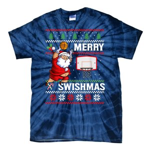 Merry Swishmas Ugly Christmas Basketball Christmas Tie-Dye T-Shirt