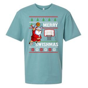 Merry Swishmas Ugly Christmas Basketball Christmas Sueded Cloud Jersey T-Shirt