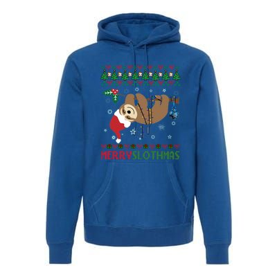 Merry Slothmas Ugly Christmas Pajama For Sloth Lovers Gift Premium Hoodie