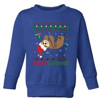 Merry Slothmas Ugly Christmas Pajama For Sloth Lovers Gift Toddler Sweatshirt