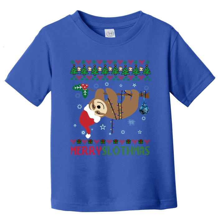 Merry Slothmas Ugly Christmas Pajama For Sloth Lovers Gift Toddler T-Shirt