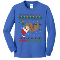 Merry Slothmas Ugly Christmas Pajama For Sloth Lovers Gift Kids Long Sleeve Shirt