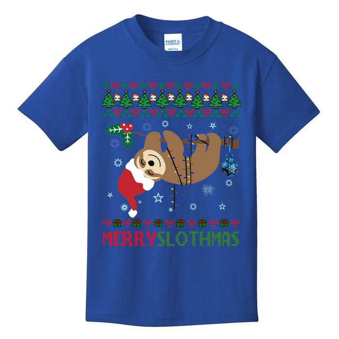 Merry Slothmas Ugly Christmas Pajama For Sloth Lovers Gift Kids T-Shirt