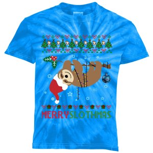 Merry Slothmas Ugly Christmas Pajama For Sloth Lovers Gift Kids Tie-Dye T-Shirt