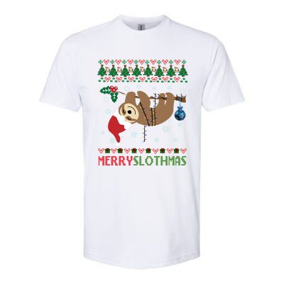 Merry Slothmas Ugly Christmas Pajama For Sloth Lovers Gift Softstyle® CVC T-Shirt