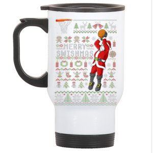 Merry Swishmas Ugly Christmas Sweater Basketball Xmas Pajama  Stainless Steel Travel Mug