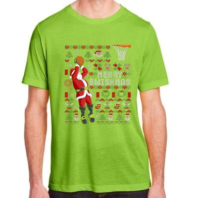 Merry Swishmas Ugly Christmas Basketball Adult ChromaSoft Performance T-Shirt