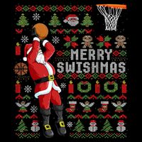 Merry Swishmas Ugly Christmas Basketball Cooling Performance Crew T-Shirt