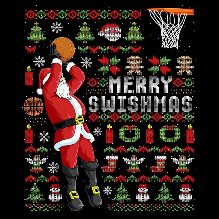 Merry Swishmas Ugly Christmas Basketball Cooling Performance Crew T-Shirt