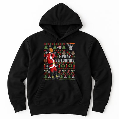 Merry Swishmas Ugly Christmas Basketball Hoodie