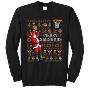 Merry Swishmas Ugly Christmas Basketball Sweatshirt