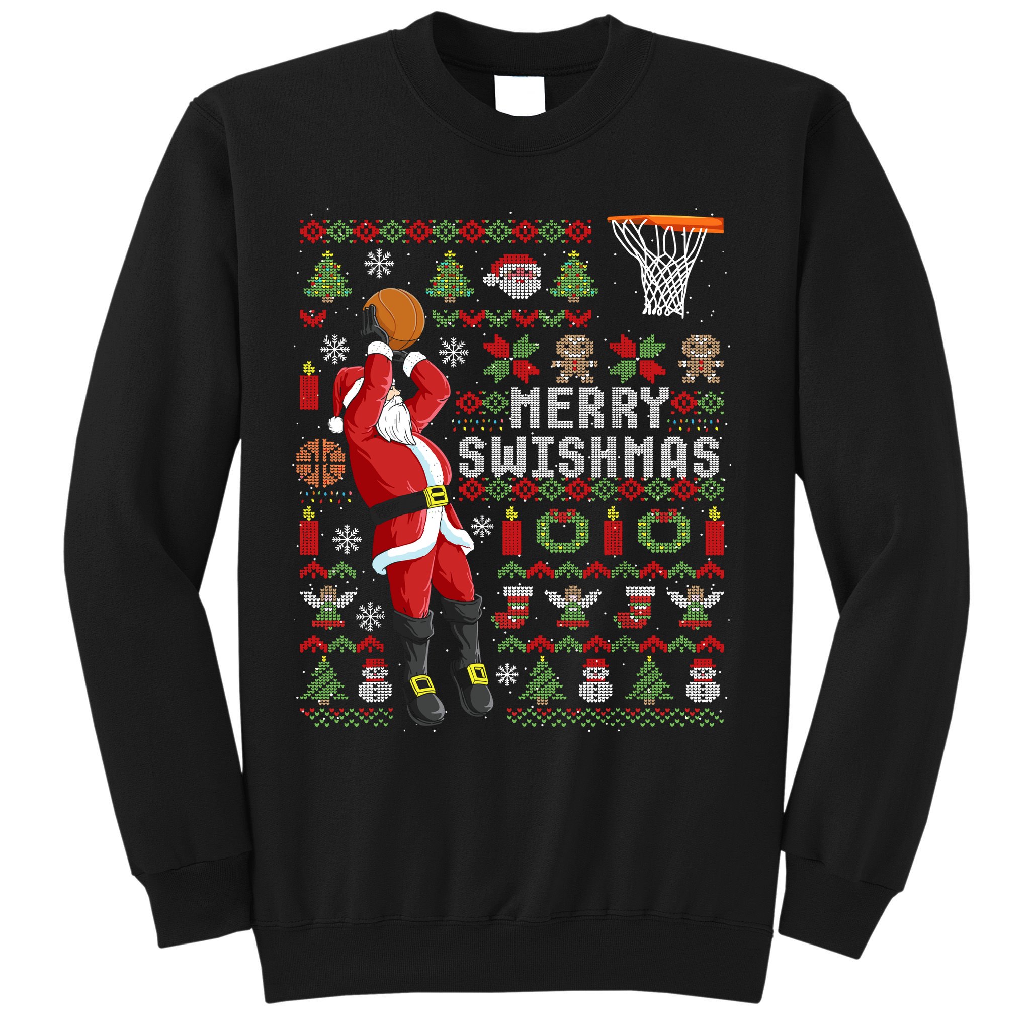Merry Swishmas Ugly Christmas Basketball Sweatshirt