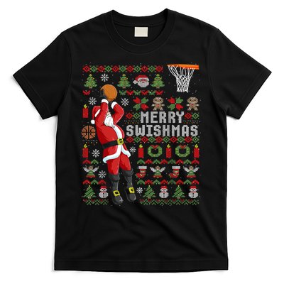 Merry Swishmas Ugly Christmas Basketball T-Shirt