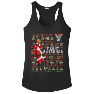 Merry Swishmas Ugly Christmas Basketball Ladies PosiCharge Competitor Racerback Tank