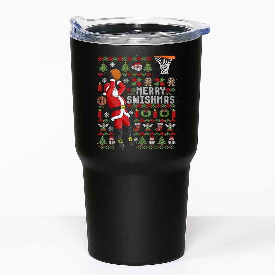 Merry Swishmas Ugly Christmas Basketball Tumbler