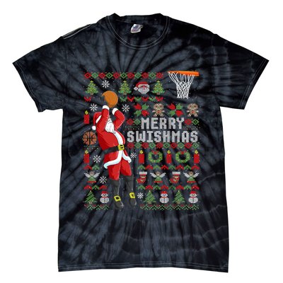 Merry Swishmas Ugly Christmas Basketball Tie-Dye T-Shirt
