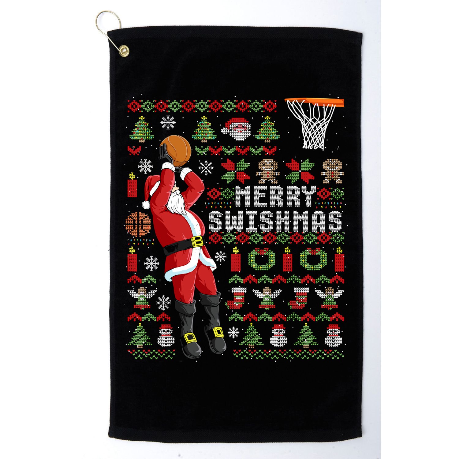 Merry Swishmas Ugly Christmas Basketball Golf Towel