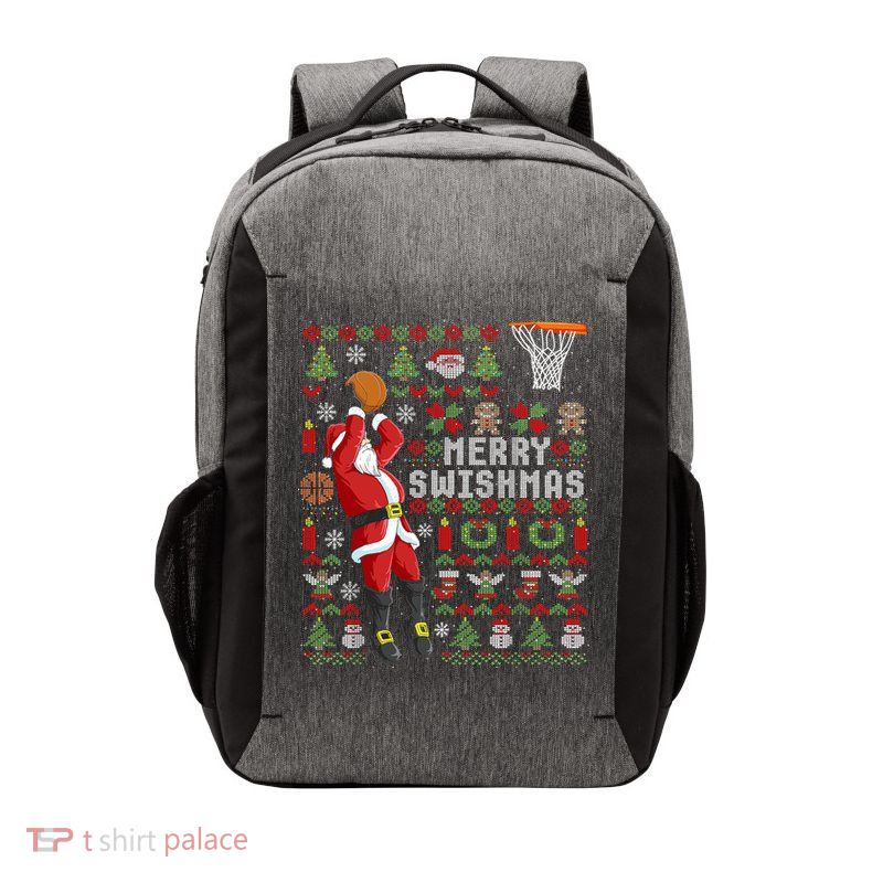 Merry Swishmas Ugly Christmas Basketball Vector Backpack