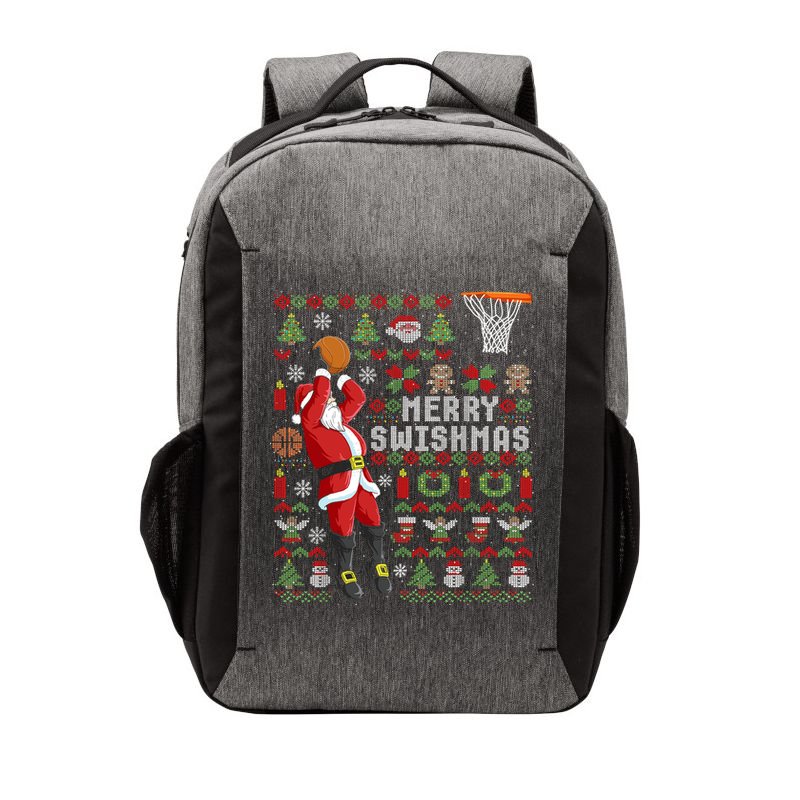 Merry Swishmas Ugly Christmas Basketball Vector Backpack
